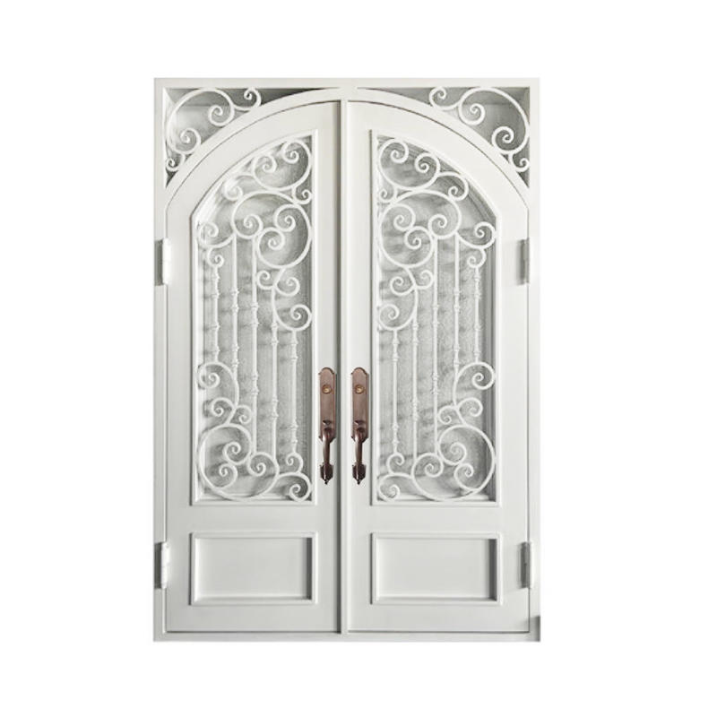 ZYM-W133 Maßgeschneiderte luxuriöse weiße Schmiedeeisentüren